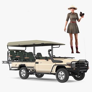 3D Safari Open Vehicle with Women Collection model