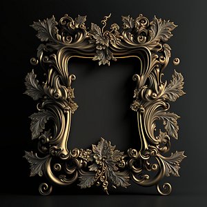 3D Baroque picture frames Pack 4
