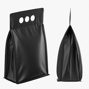 Matte Black Gusset Food Bag Handle Mockup 03 model