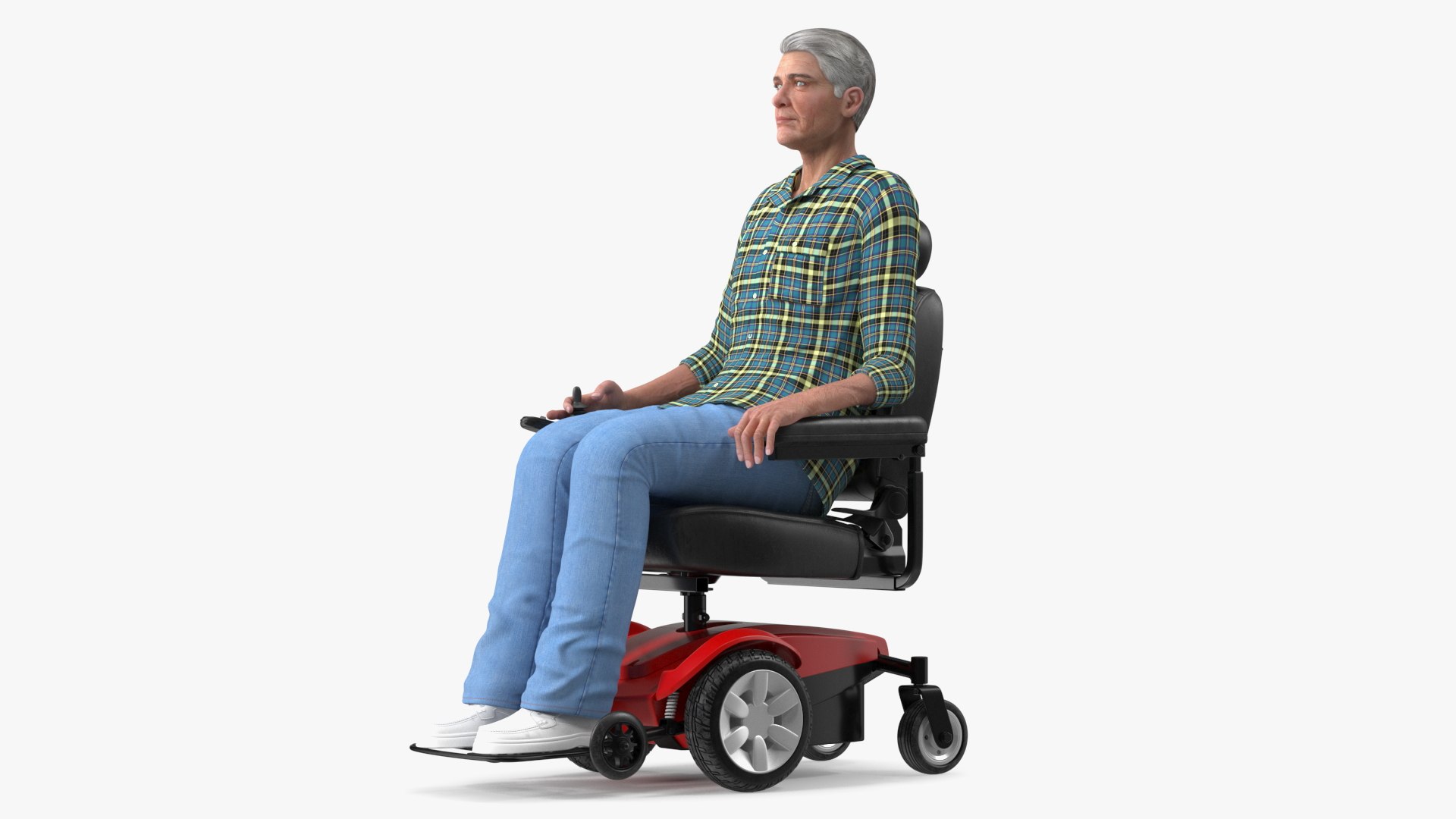 Elderly Man with Jazzy Select Wheelchair 3D model preview