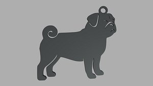 3D Pug Key Ring Chain 01