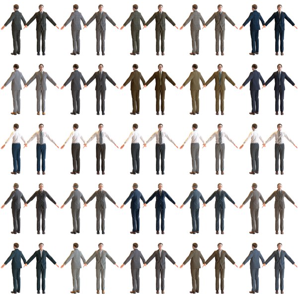 3D A Pose Asian Business Man Collection - 5 Models x 5 color variations