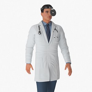 3D model Male Doctor with Medical Tools Rigged for Cinema 4D