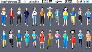 cartoon characters 3 01 3D model