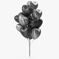 Black and Silver Heart Foil Balloons