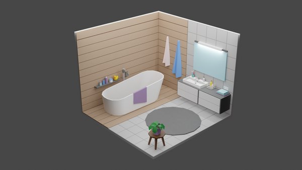 Bath Room 11 Low-poly 3D model 3D model