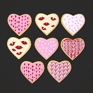 Eight Valentines Heart Cookies