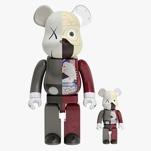 3D Bearbrick  KAWS Dissected Companion Brown