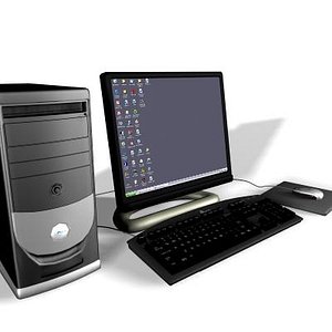 computer monitor mouse keyboard 3d model