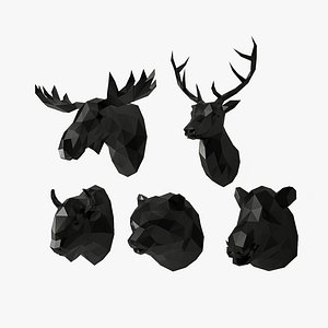 Low Poly Animal Heads SET 3