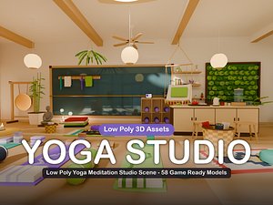 Low Poly Yoga Meditation Studio Scene - 58 Game Ready Models