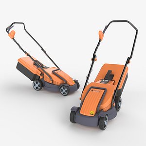 3D Electric Orange Lawn Mower with Grass Collector