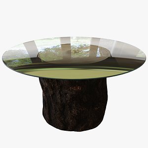 3D Tree Stump Glass Coffee Table
