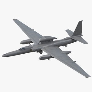 3D Grey Surveillance Aircraft Simple Interior