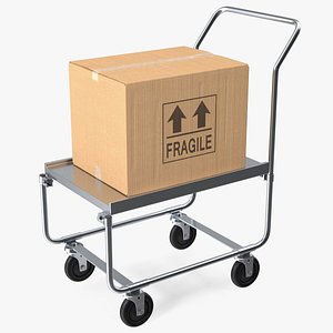 Trolley High Platform with Cardboard Boxes 3D