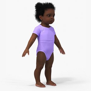 Black Baby Girl Light Skin Wearing Bodysuit A-Pose 3D model