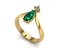 3D Pear emerald  and round Vshape ring