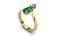 3D Pear emerald  and round Vshape ring