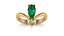 3D Pear emerald  and round Vshape ring