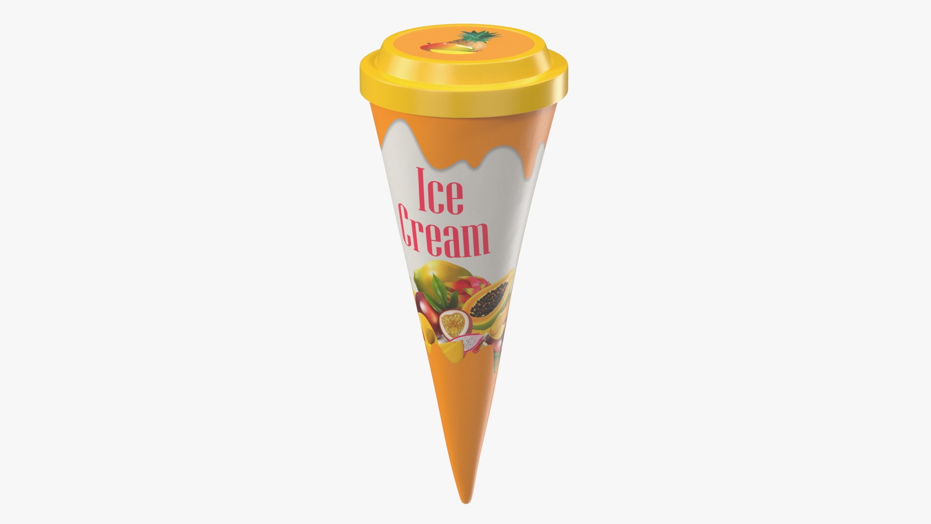 Cone Ice Cream with Cap Mockup Tropic 3D model preview