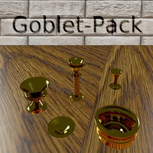 set goblets gold 3d obj