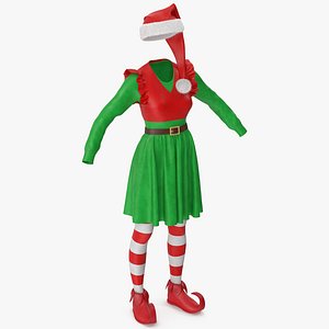 Christmas Elf Costume with Fur Female