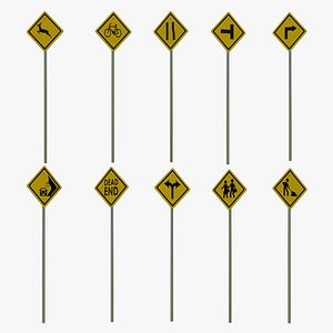 3D Realistic Road Sign Collection