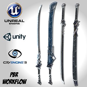 sci-fi swords pack 1 3D model