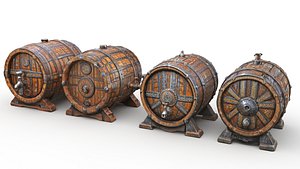 Wooden barells pack 3D model