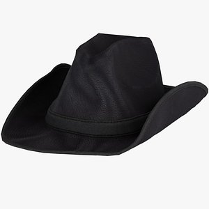 3D Leather Cowboy Hat - Game Asset model