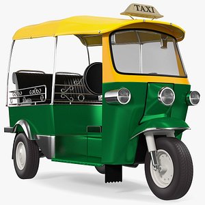 wheeler auto rickshaw rigged 3D model