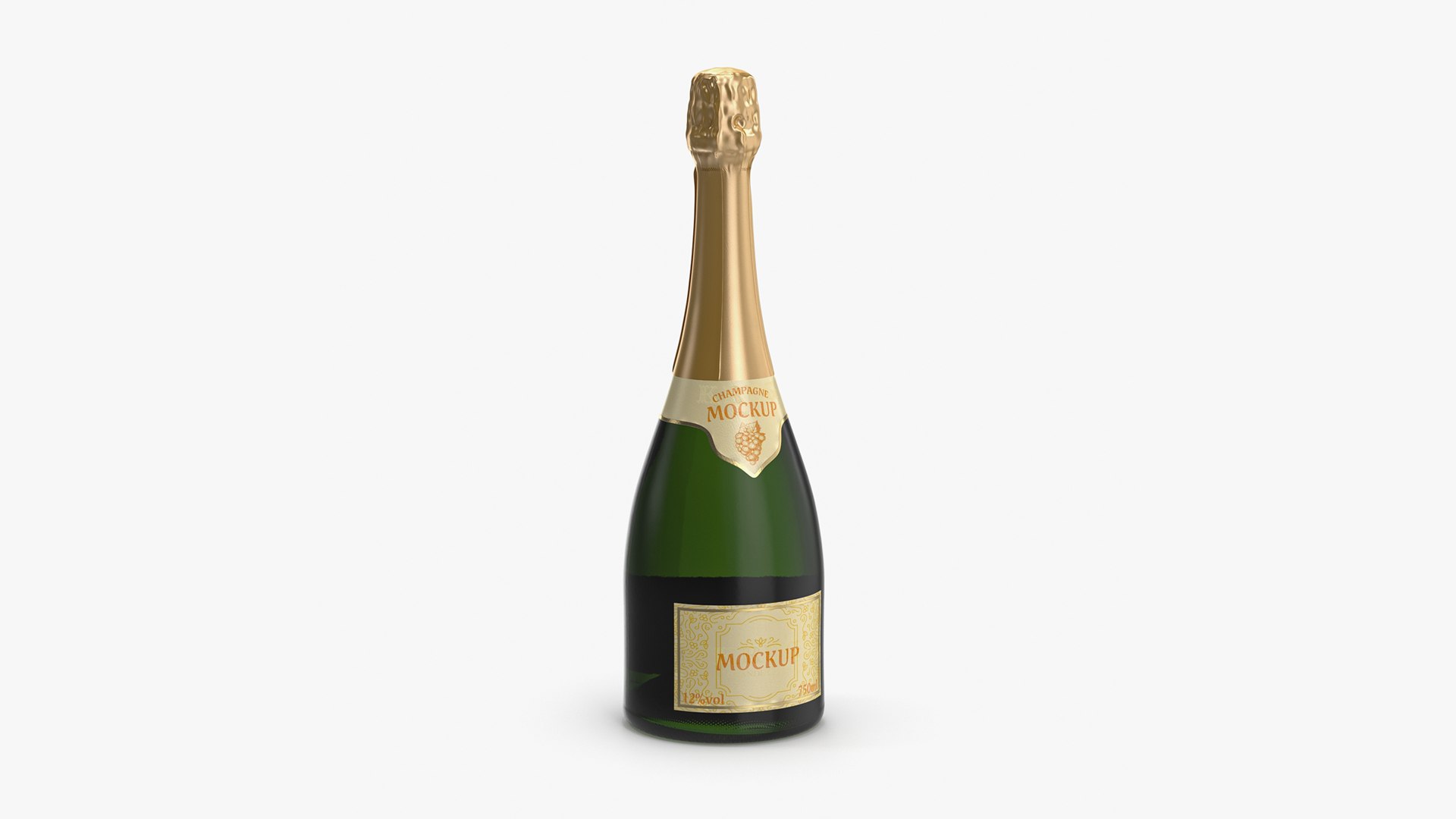 Gold Champagne Bottle Mockup 3D model preview