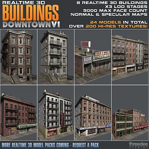 Realtime 3D Buildings Downtown V1 - 8 Pack