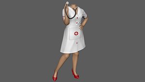 woman nurse costume ready 3D