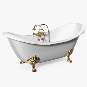 Double Slipper Clawfoot Bath Bronze 3D