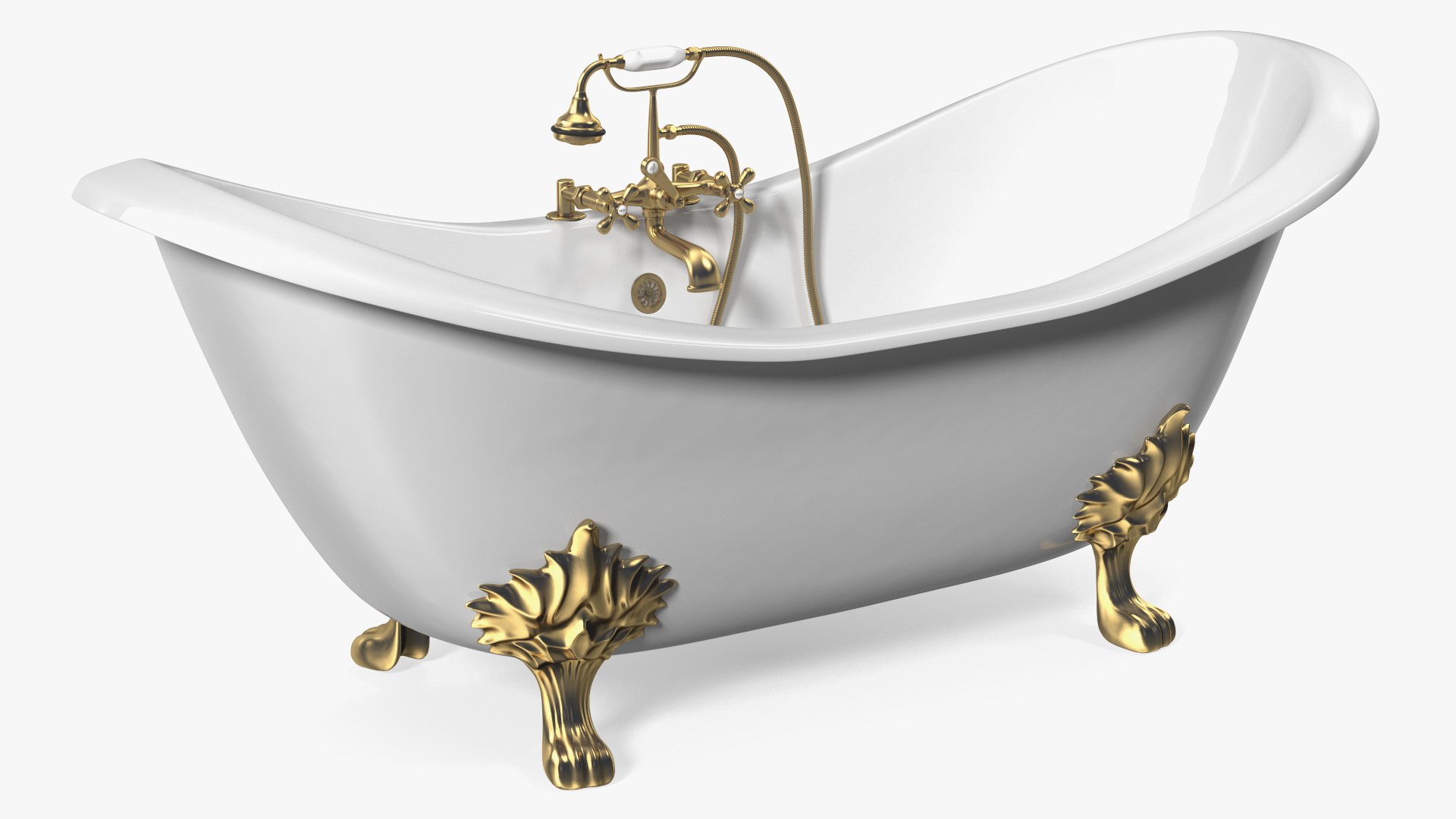 Double Slipper Clawfoot Bath Bronze 3D model preview