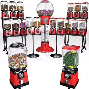 Gumball Candy Vending Machine Collection with 15 Fillings