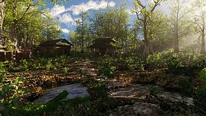 Abandoned Cabins Scene 3D model