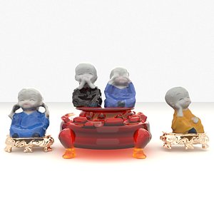 Chinese monk kids 3D model