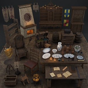 Medieval Props Dining room Asset Pack