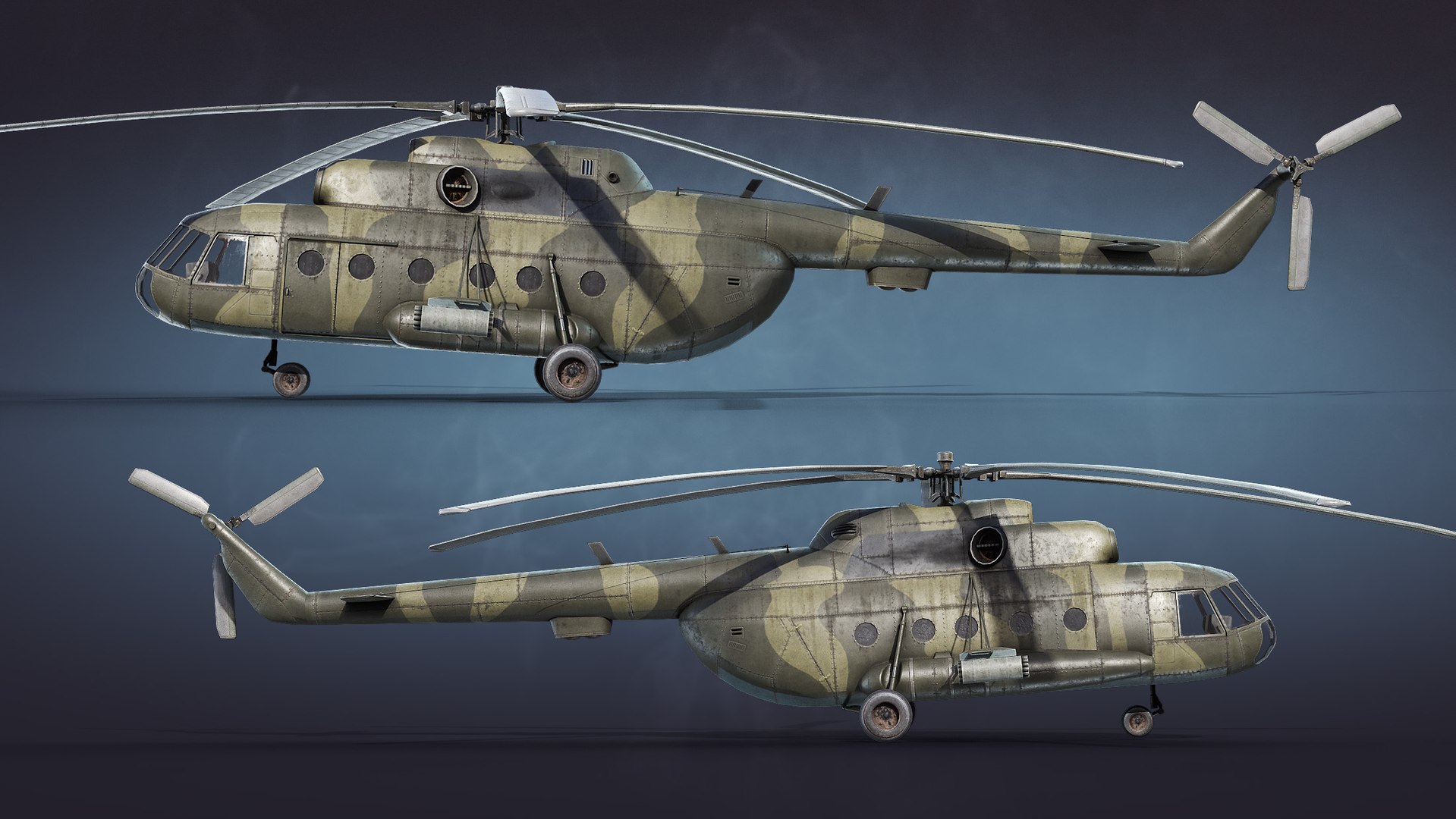 low-poly military helicopter mi-8 3d model https://p.turbosquid.com/ts-thumb/0u/ZBlN2v/LA/05_mi8_preview/jpg/1619102168/1920x1080/fit_q87/3e38609b9a5965ee0dbe2619338313252d384236/05_mi8_preview.jpg