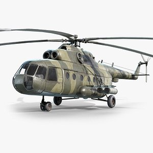 low-poly military helicopter mi-8 3d model