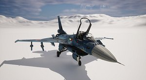 Rigged Mitsubishi F-2 Fighter 3D model