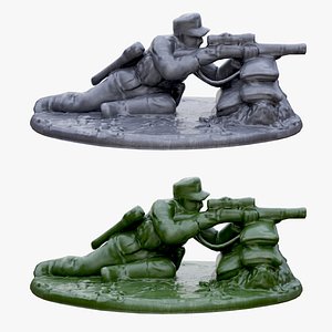 3D Plastic Toy Soldier Army WW2 Gray and Green2