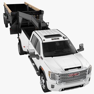3D GMC SIERRA HD DENALI 2020 Dump Trailer 01 model