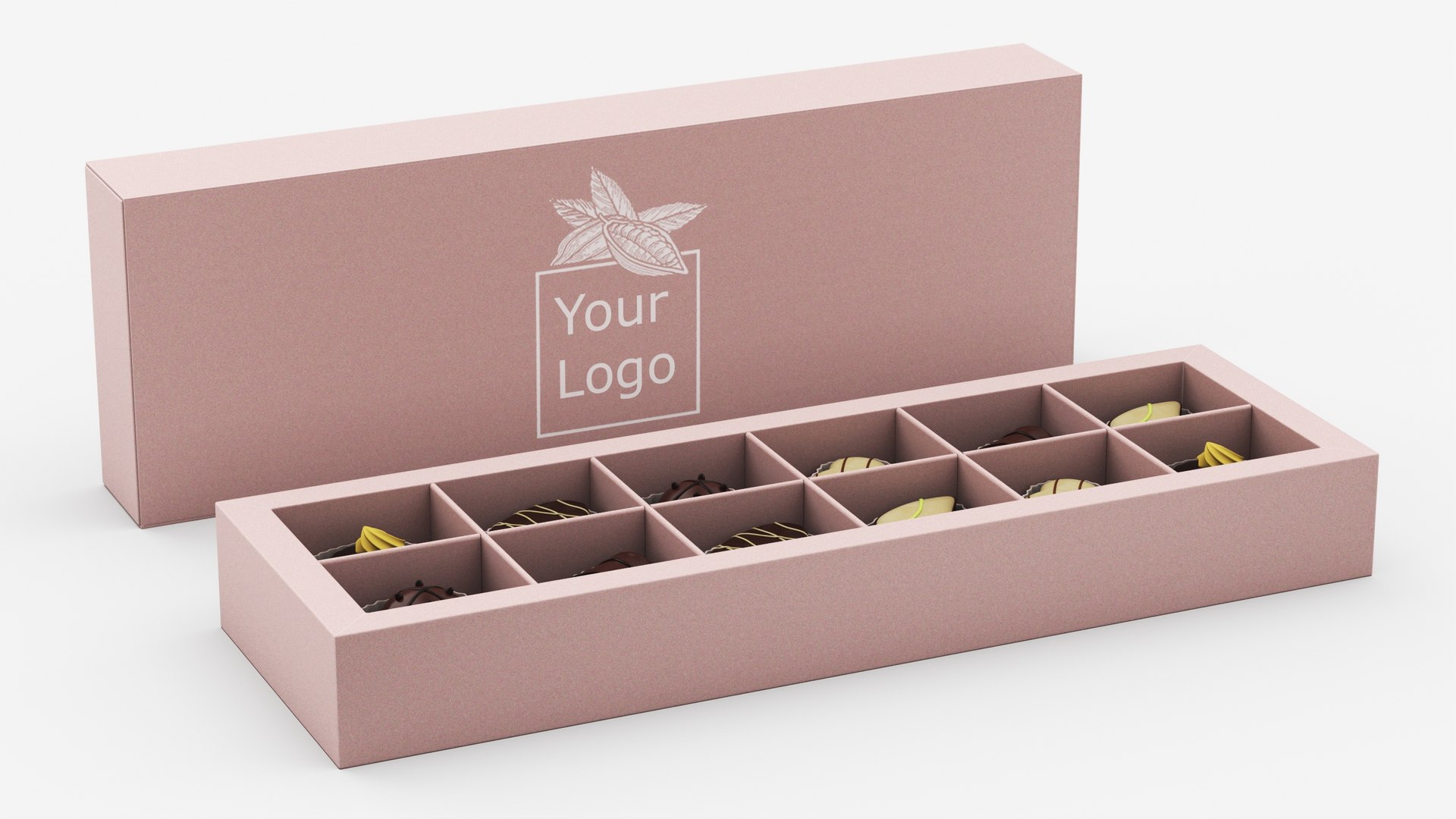 Handmade Chocolates Box Mockup Open 3D model preview