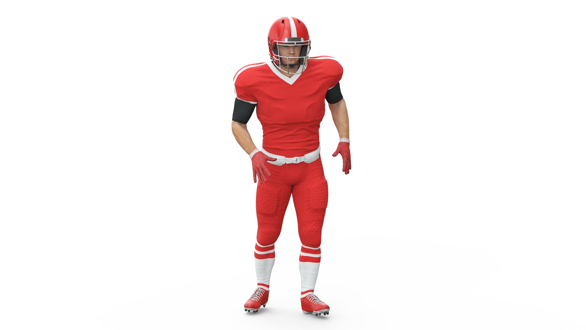 Red Uniform Football Player Rigged 3D model preview
