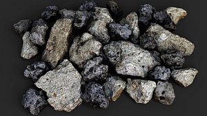 3D model concrete small debris set pile PBR photogrammetry