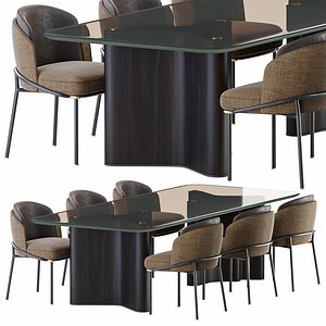 Minotti lou dining table end chair fil noir