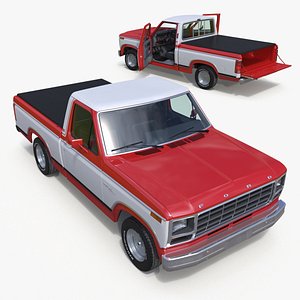 Ford F Series Ranger 1980 Pickup Truck Red Rigged 3D model